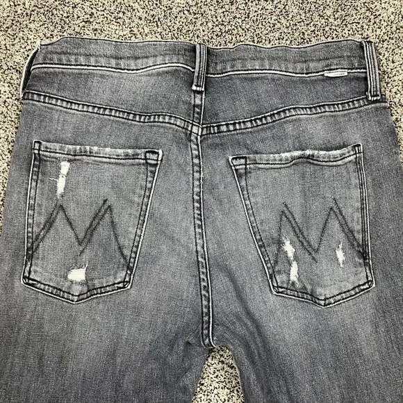 Mother Jeans Womens 26 The Scrapper Cuff Ankle Fray Distressed Black Fade USA - Picture 10 of 13